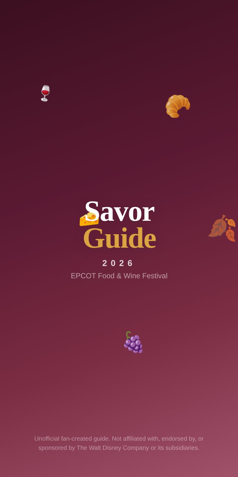 Savor Guide 2026 splash screen